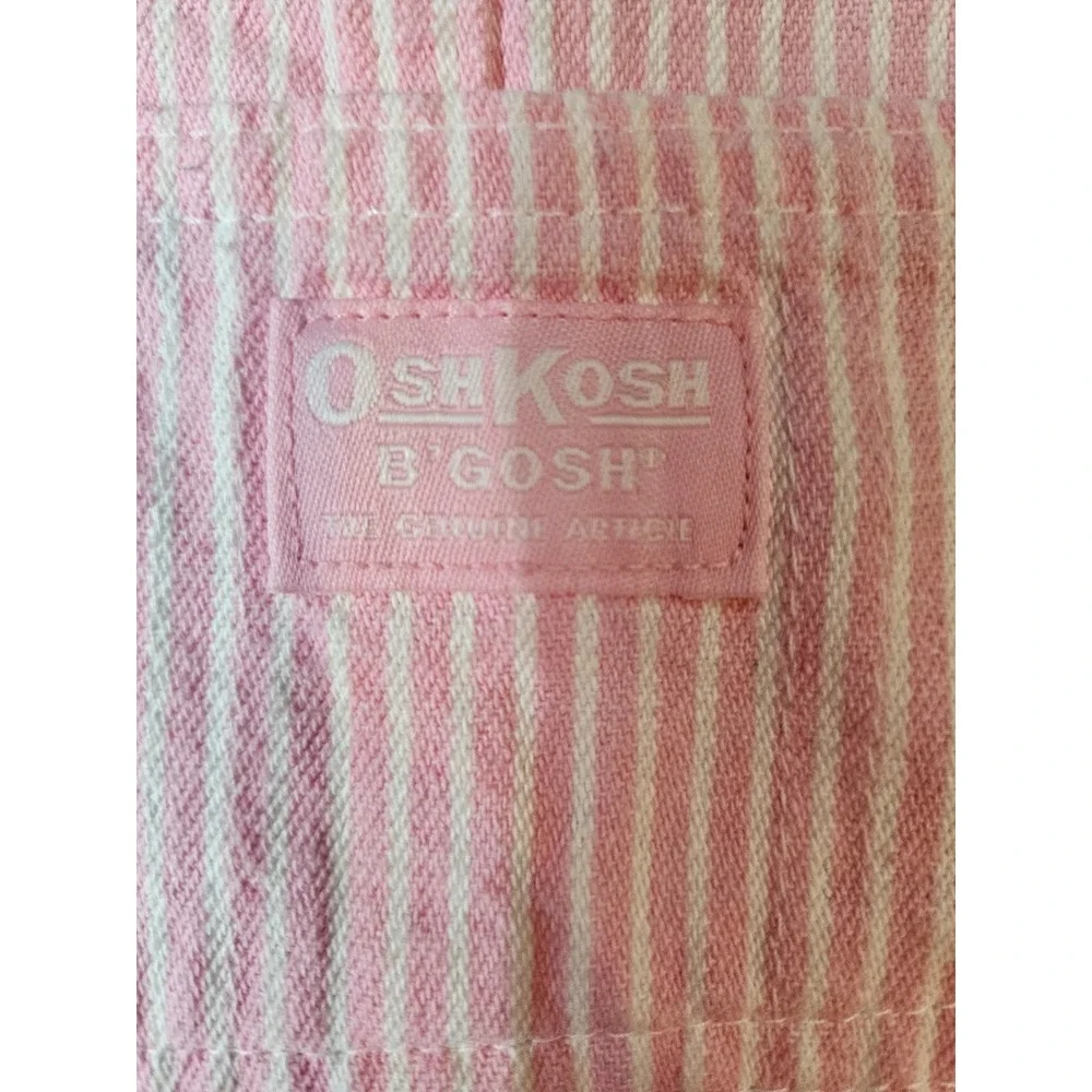 OshKosh Bgosh Pink White Hickory Stripe Bib Overalls Vintage Style Dungarees 18M